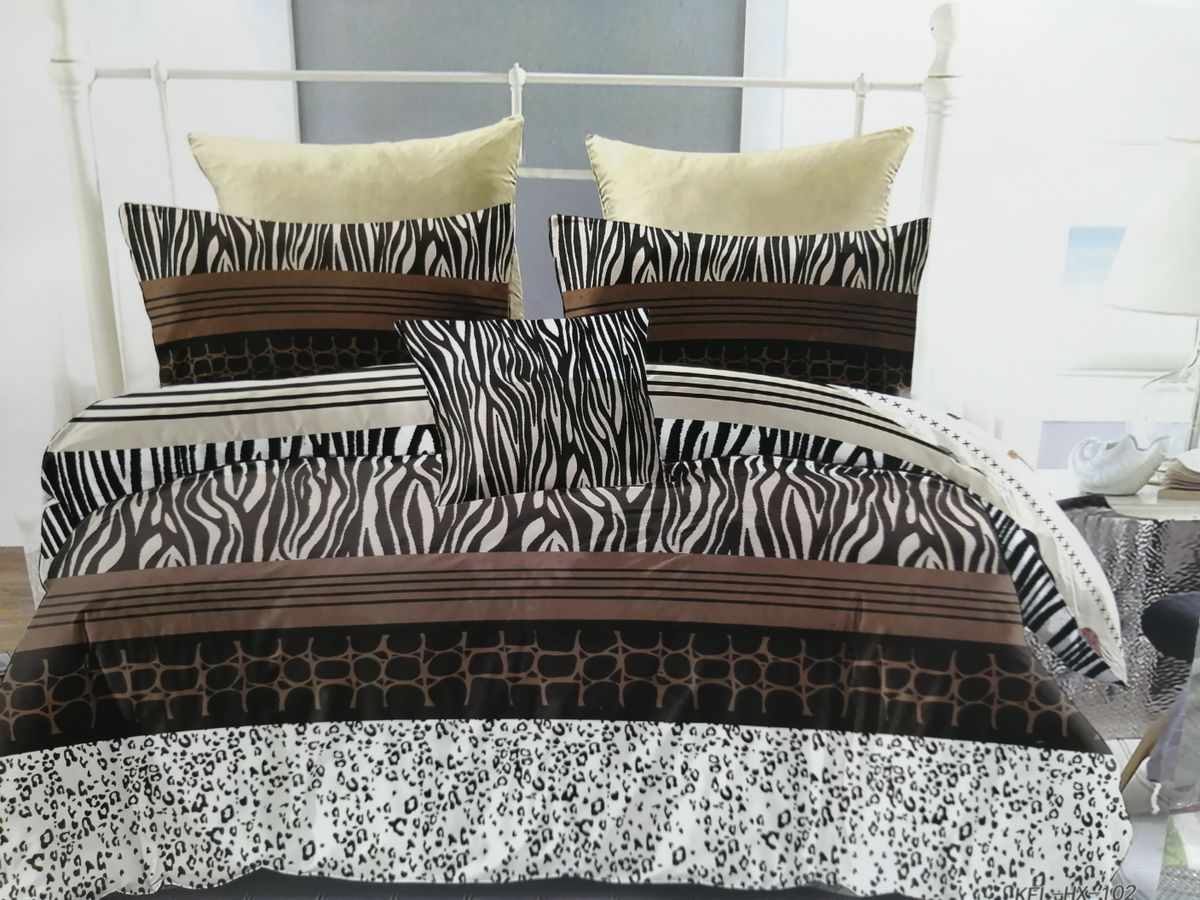 5 Piece Quilt Set Brown African Designed Bedspread Set - Queen