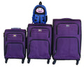 Purple 3-Piece Family Luggage Set with Ladybug Kids Backpack-Spinner Wheels
