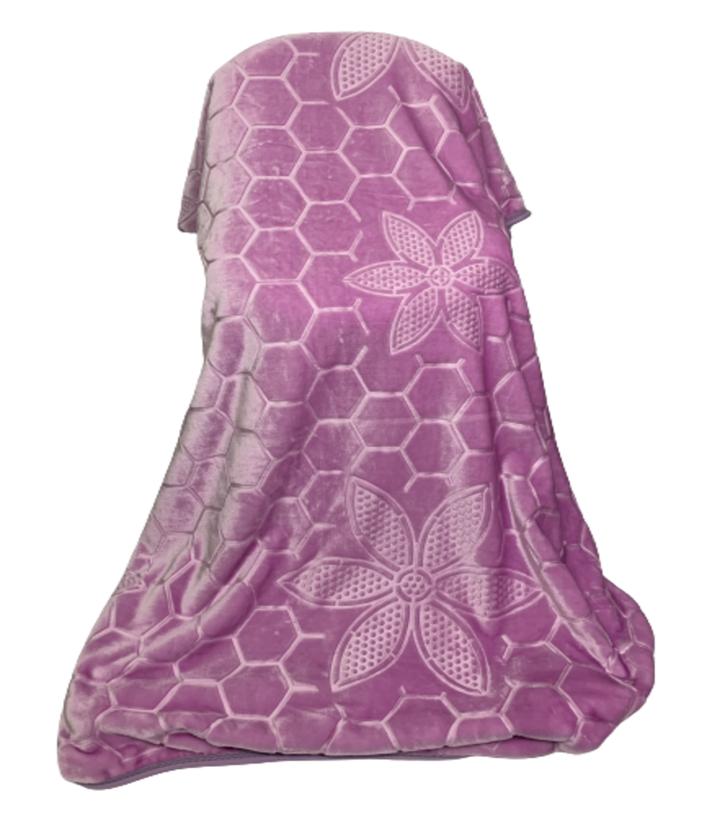 Queen Size Blanket Super Soft Honeycomb Pattern 1 Ply - Pink