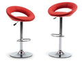 Set of 2 Faux Leather Swivel Bar Stools Red