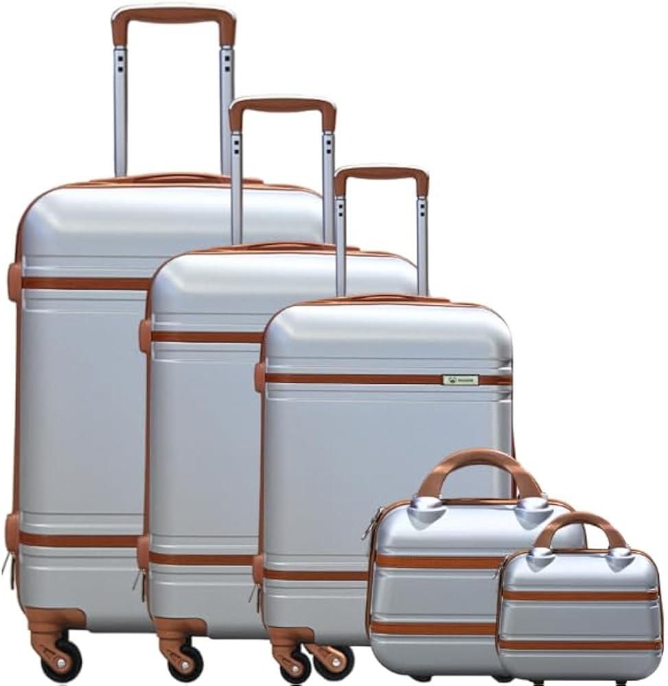 5Pieces Suitcases Travel Trolley Luggage Set with 4Spiners Wheel