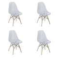 4 Pieces Of Multifunctional Modern Design Transparent Eames Chairs Set - Clear