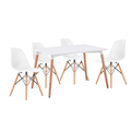 Dining Table & 4 Wooden Dining Chairs - White