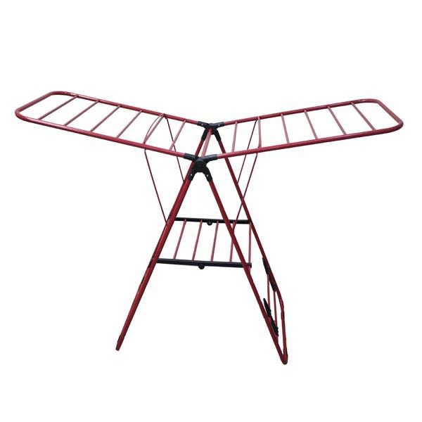 Two Tier Portable T-Model Clothes Drying Rack / 9m Washing Line - Red