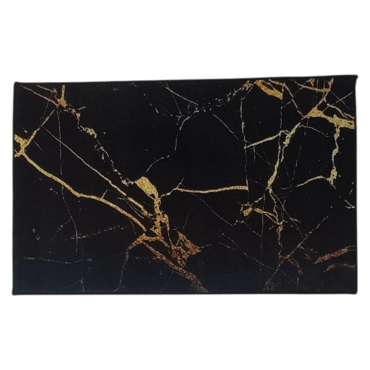 SMTE Polyester Black and Gold Marble Cracks Decorative Floor Mat 80x50cm
