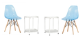 Transparent Color Dining Wooden Leg Chairs and 2 Tier Metal Table Set - Blue