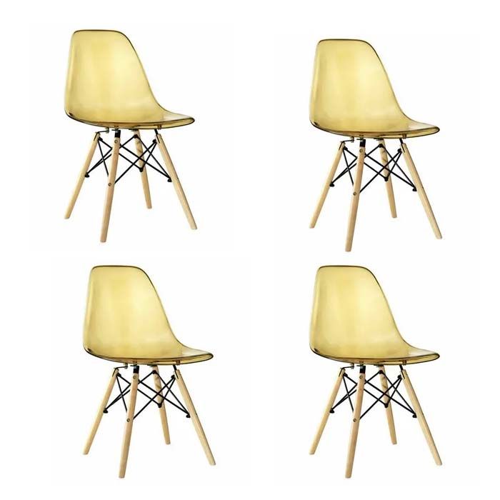 4 Pieces Of Multifunctional Modern Design Transparent Eames Chairs Set - Gold