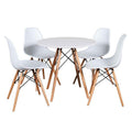 White Table Wood with 4 Chairs