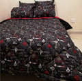 5 Pcs Quilted Comforter Black/Red Paris - Queen