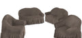 Decadent Ruffled 4 Piece Sofa & Couch Slipcover Set -2 + 2 + 1 + 1 - Silver