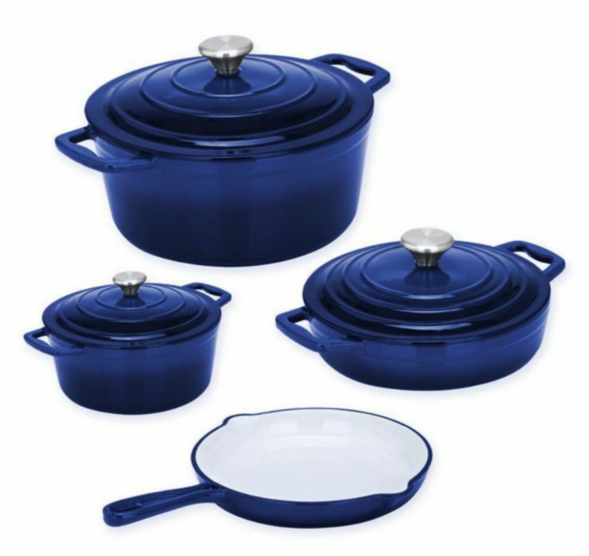 Dream World New Design Dutch Pot Cookware Sets Cast Iron - 7 Piece - Navy