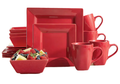 16 Piece Square Dinner Set - Red