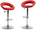 Leather Bar Chair Stools -Set of Two - Red