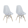 2 Pieces Of Multifunctional Modern Design Transparent Eames Chairs Set - Clear