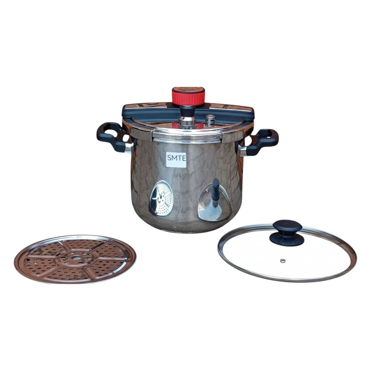 SMTE 7L Stainless Steel High-Pressure Cooker with Steamer Basket and Lid