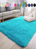 Fluffy Blue Rug Washable (200x150cm)