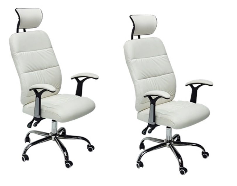 Office Chairs - Executive Mid-Back Ergonomic - 2-Pack - White Colour