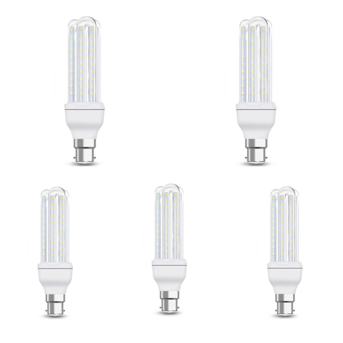 5 Pack - B22 12W LED Corn Light Bulb (Cool White)