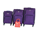 Spinner Suitcase Set with Bright Orange Woven Handbag - Purple - 3-Piece