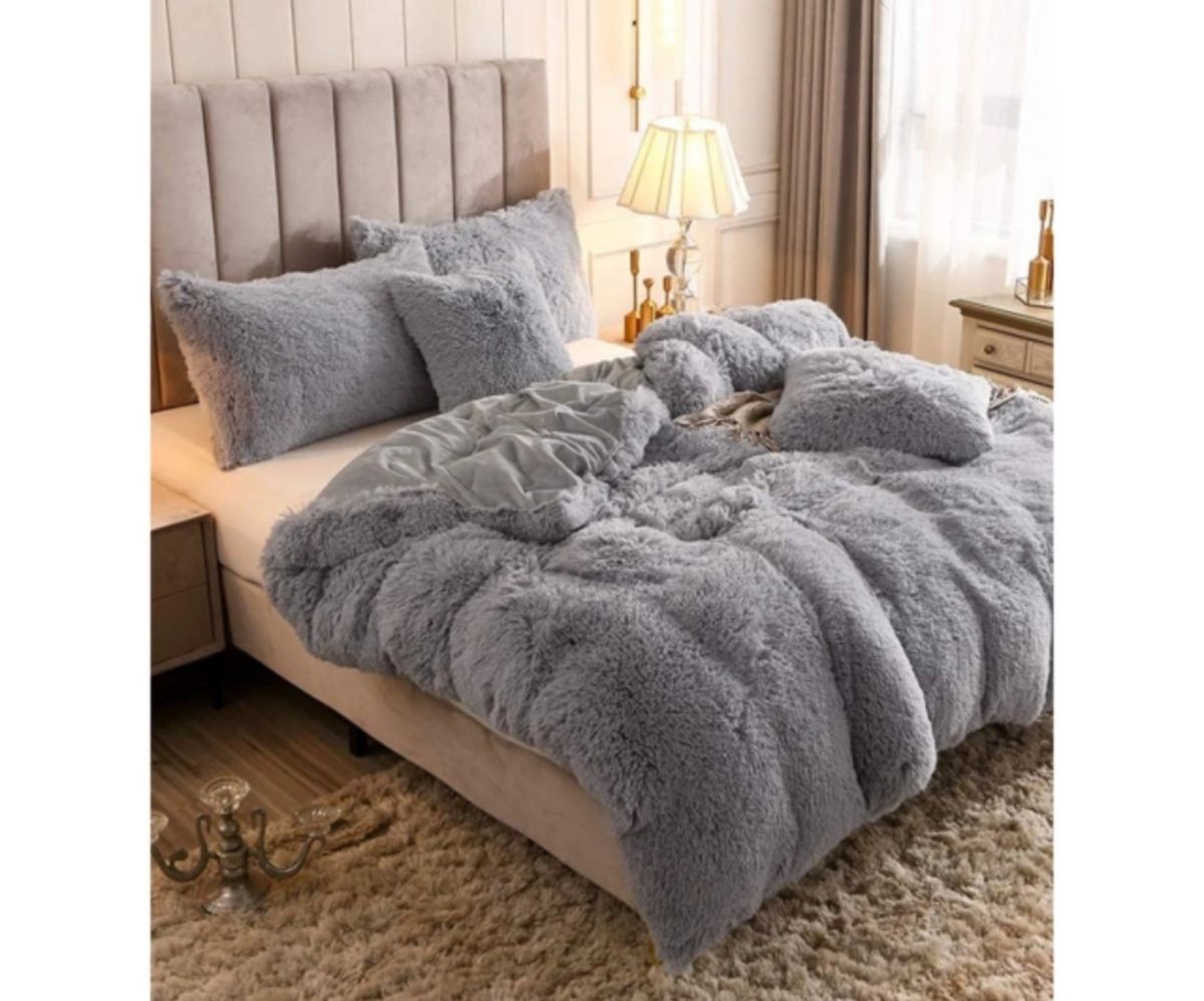 3 pcs Fluffy Warm Comforters - Grey