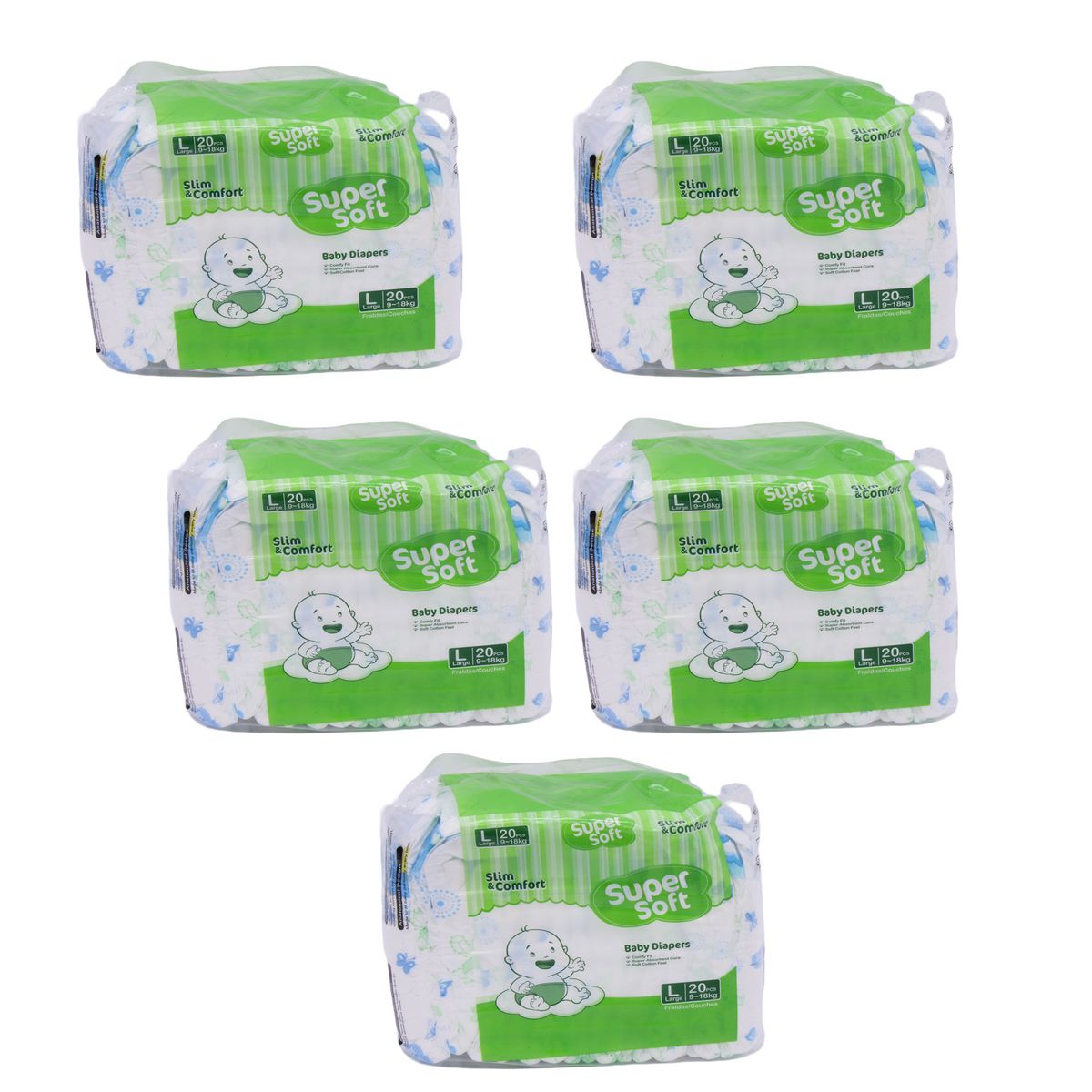 Disposable Nappies - Super Soft Slim & Comfort Nappy - Large - 100 Diapers