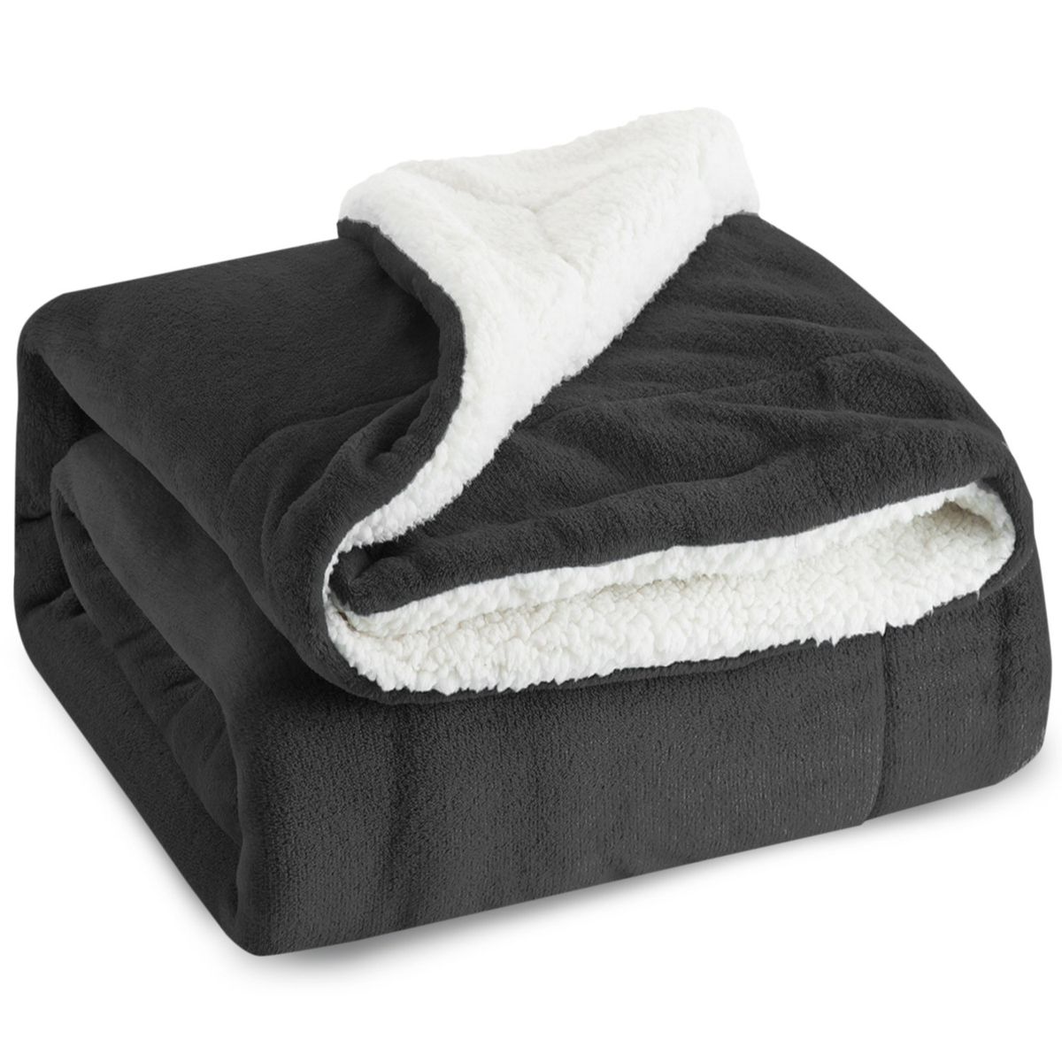 Sherpa Fleece Blanket Throw - Grey