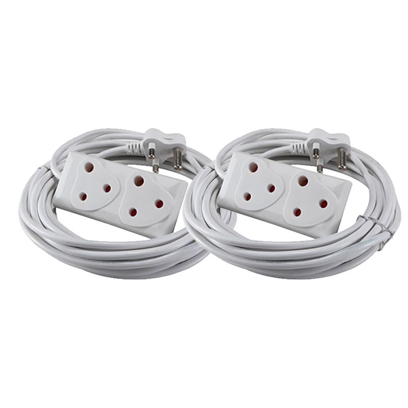 20m Extension Cord With A Two-Way Multi-Plug Extension Lead Bulk 2 Pack