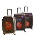 3 Piece Hard Outer Shell Protected Lightweight Luggage Set - Brown