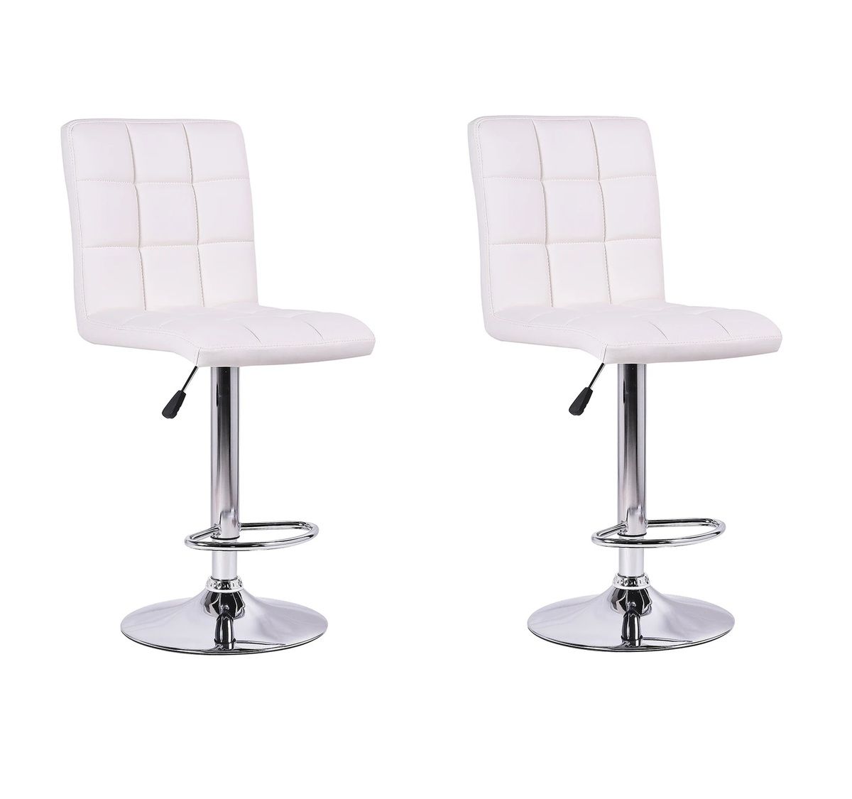 High Back Bar Stools - Set of 2 - White Colour