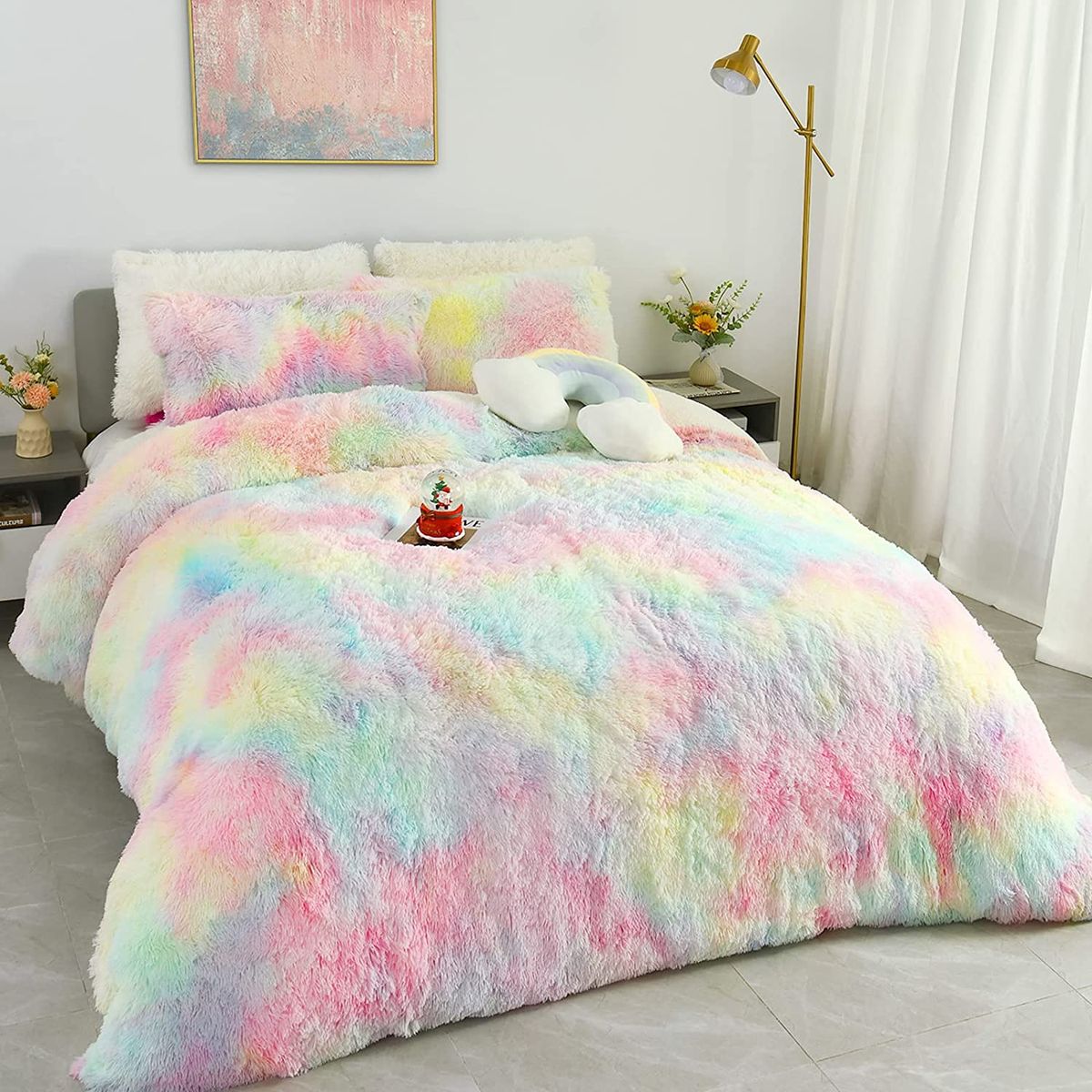 Fluffy Comforter -Rainbow/Unicorn
