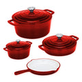 Dolphin 7 Piece Cast Iron Cookware Set - Red