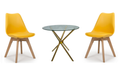 3 Piece Table and Wooden Leg Chairs - Yellow, Gold