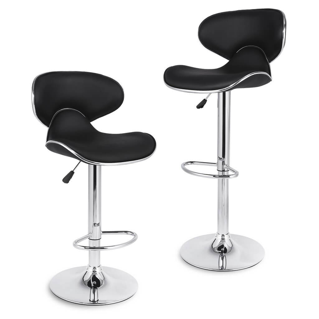 2 x Modern Stylish Bar Stools - Black