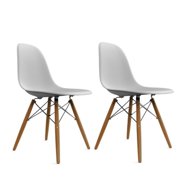 Wooden Leg Chair - Grey (2 Pieces)