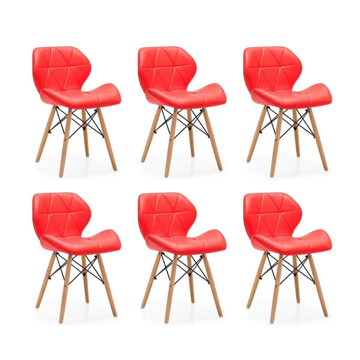 6 Piece Of Multifunctional Scandinavian Butterfly Design Ergonomic Chair Set - Red