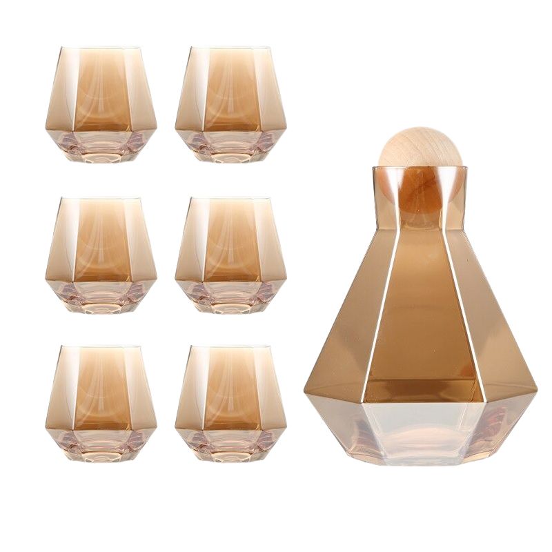 7 Piece High Quality Luxury Geometric Design Water Glass Set - Light Gold