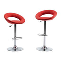 2 Piece Faux Leather Swivel Bar Stool - Red
