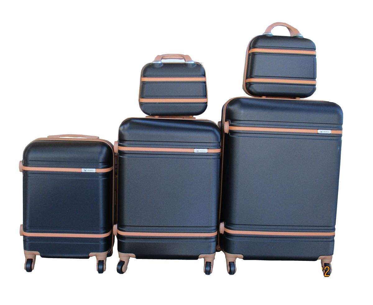 5 Suitcases Travel Trolley Luggage Set - Black