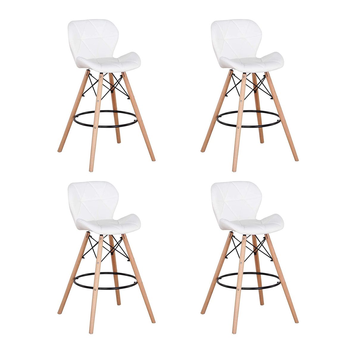 4 Pcs Of Multifunctional Butterfly Chair Eames Style Bar Stool Set - White