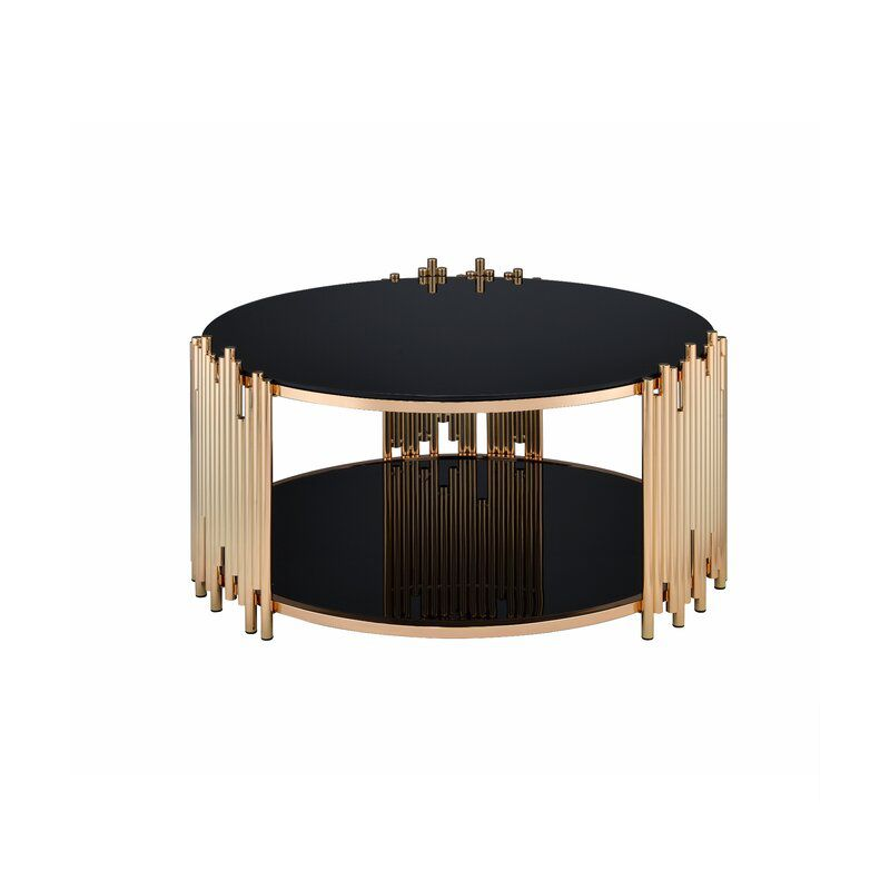 Modern Round Centre Gold and Black Coffee Table
