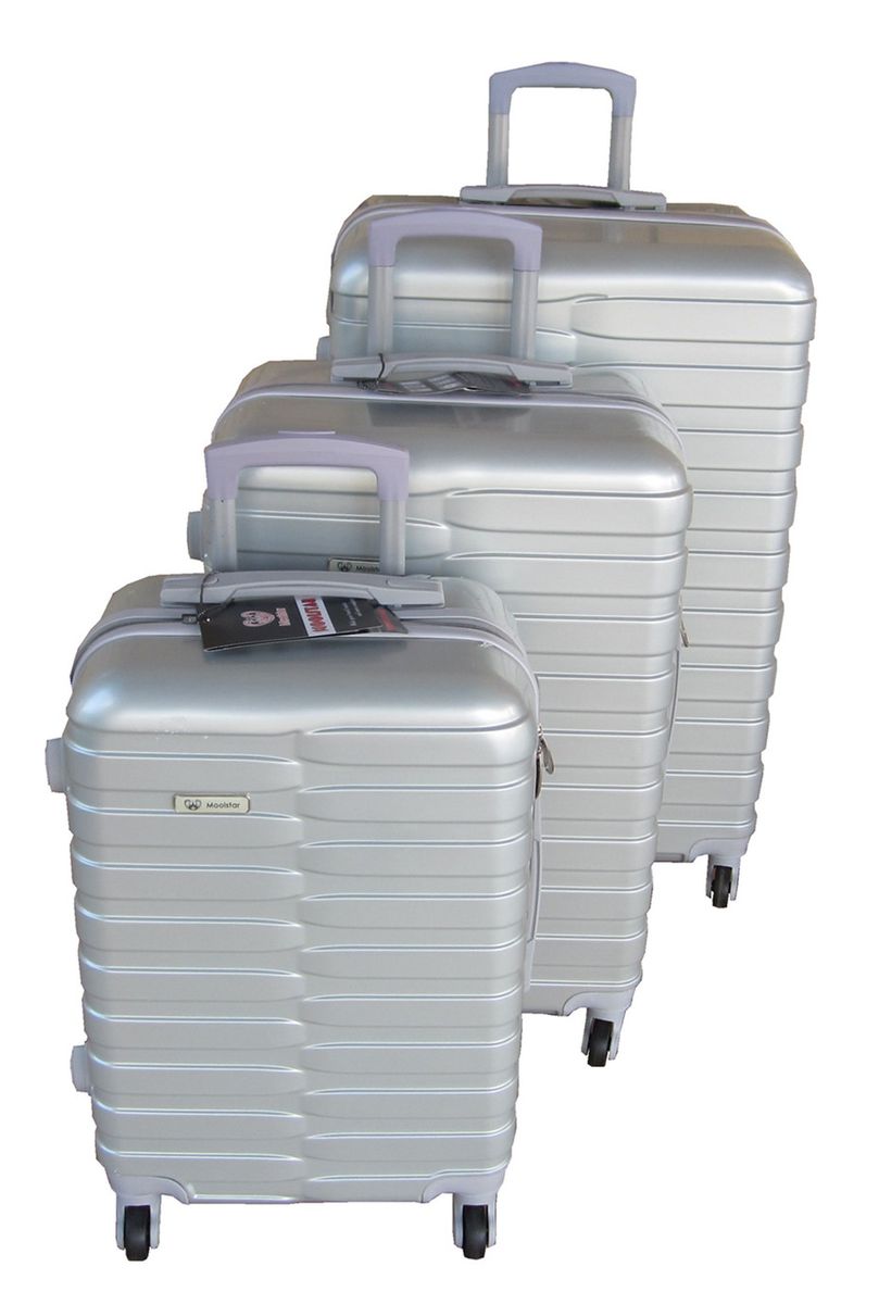 Mooistar Travel Luggage 3 Piece Suitcases Spinner - Silver