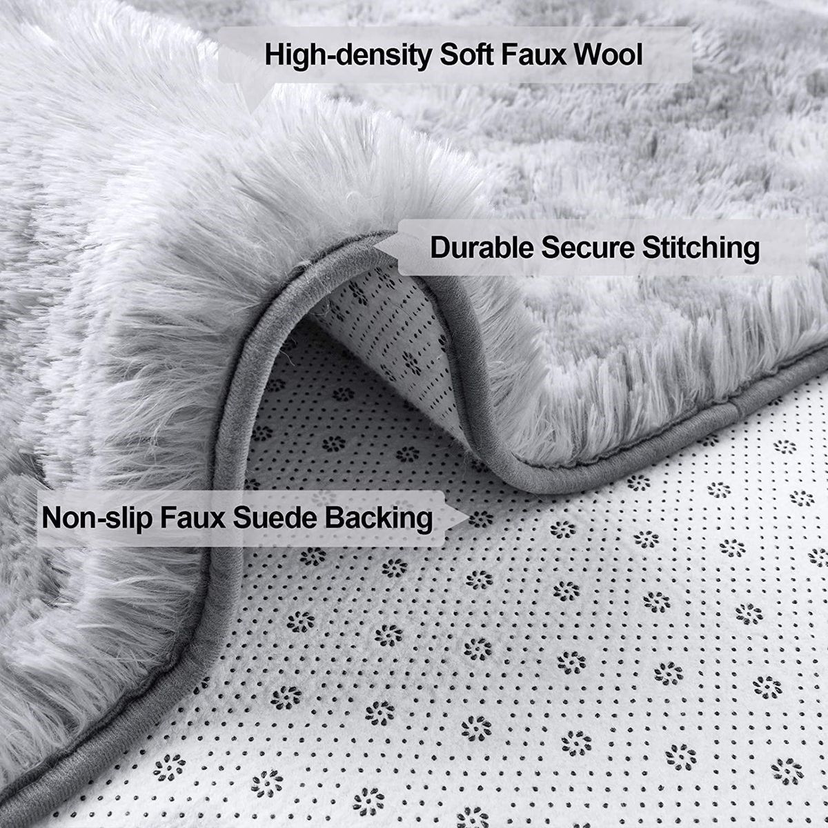 Light fluffy shaggy Rug/Carpet 150X200CM - GREY RAINBOW