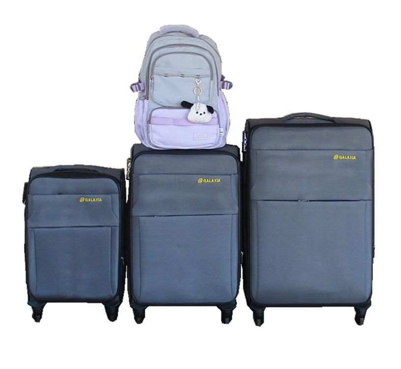 Galaxia 3-Piece Spinner Luggage Set with Pastel Travel Backpack - Grey