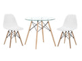 Round Glass Table and Wooden Leg Chairs (3 Piece