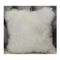 Faux Fur Square Cushion - WhiteGrey
