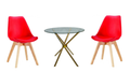 3 Piece Table and Wooden Leg Chairs - Red, Gold