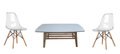 Modern Wooden Table And 2 Clear Wooden Leg Chairs