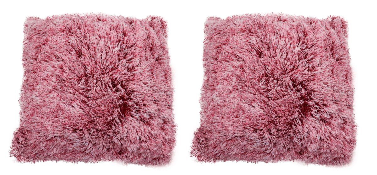 Colorful Faux Fur Cushion Set of 2 - Pink