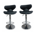 SMTE - Modern Swivel Bar Stools - Black/Silver - Set of 2