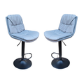 Soft Padded Perla Black Based Bar Stool - 2 Piece - Grey